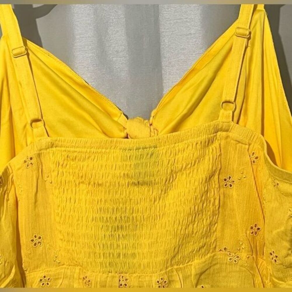 Torrid Peplum Eyelet Cami babydoll sleeveless blouse top yellow‎ size 1X - Picture 9 of 13
